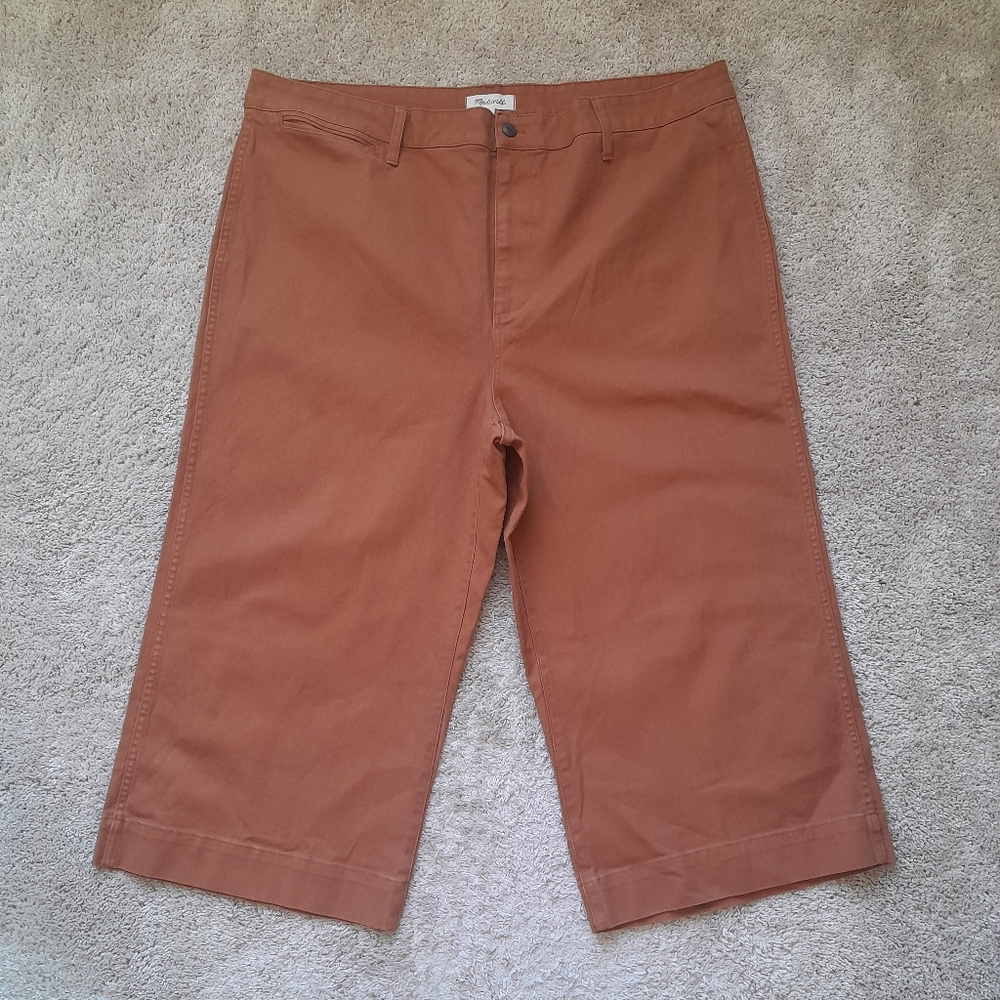 Madewell Rust Brown Cropped Wide-Leg Pants